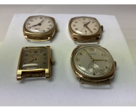 4 gents vintage 9ct gold watches.