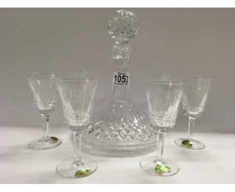 A Waterford Crystal decanter and six glasses, together with cut glass bowl