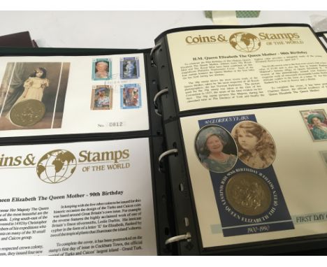 An album containing Benham coin covers and first day and an album of Coins and stamps of the world. (2)