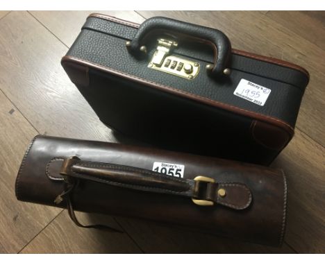 Two vintage leather briefcases