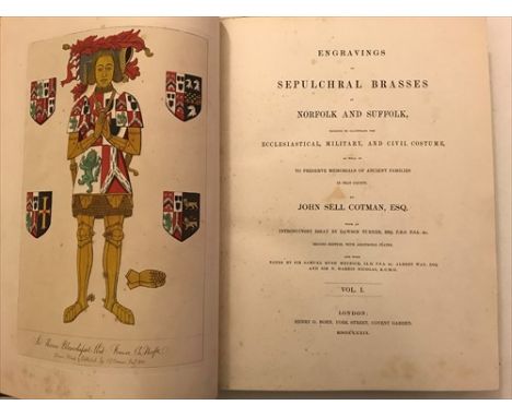 Engravings of Sepulchral Brasses in Norfolk and Suffolk ... second edition, with additional plates, 2 volumes, 1839, 4to, han