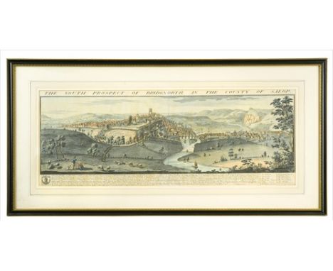 coloured etching, 1778, Parker Gallery verso, 35 x 51cm; S &amp; N Buck, The South Prospect of Brignorth in the County of Sal