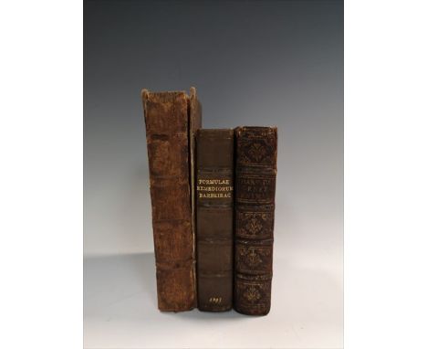 Formulae Remediorum ex D D Barbeirac praxt Depromptae, Tomus I, 1693, 12mo, 282pp pen and ink manuscript fair copy, bound wit