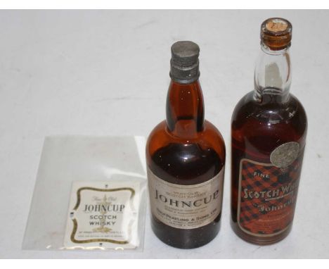 Johncup Fine Old Scotch Whisky, 70cl, 70° proof, one bottle (level mid shoulder) and one other from the distillery (level upp