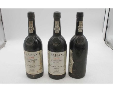 Graham's vintage port, 1975, three bottles 