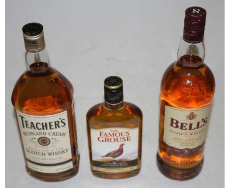Johnnie Walker Red Label Old Scotch Whisky, 112cl, 43%, one bottle in carton; Bell's aged 8 years Scotch Whisky, 100cl, 40%, 