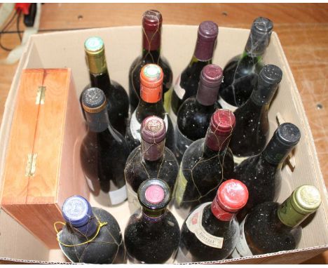 Assorted red wines to include Bouchard Pere et Fils 1982 Beaujolais, various table wines, three bottles of white wine, three 