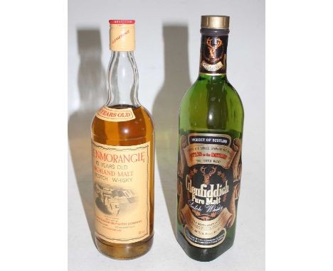 Glenfiddich Pure Malt Scotch Whisky, 75cl, 43%, one bottle in carton; and Glenmorangie 10 year old Pure Highland Malt Scotch 