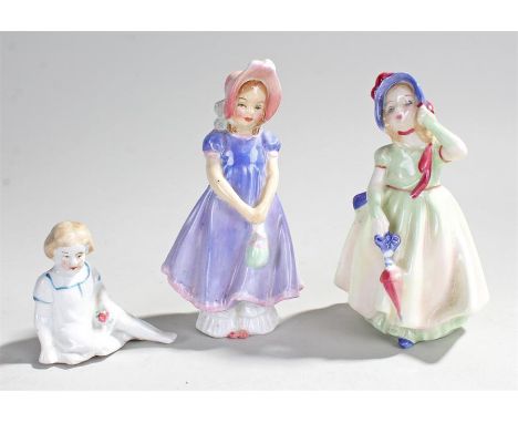 Two Royal Doulton porcelain figures, the first Ivy, the second Babie HN 1679, together with an unsigned porcelain figure, (3)
