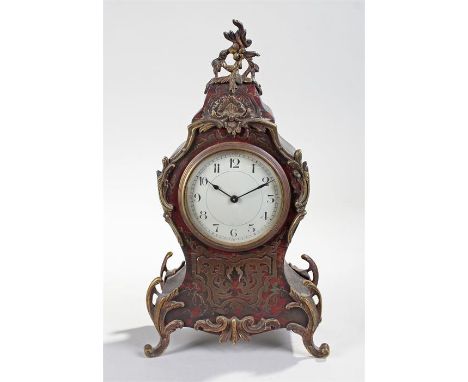 French Boulle work clock, the foliate and swag gilt metal mounted clock and Boulle work case, the white painted dial with Ara