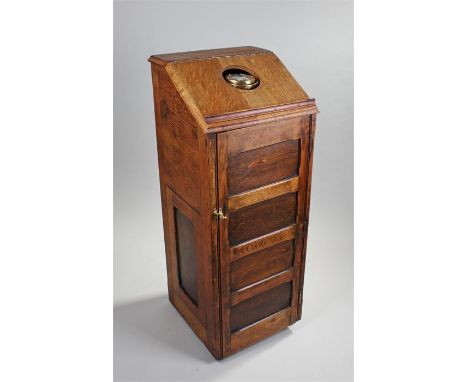 Ships binnacle, the oak case with cupboard front, housing a compass to the top, 111cm x 45cm x 46cm