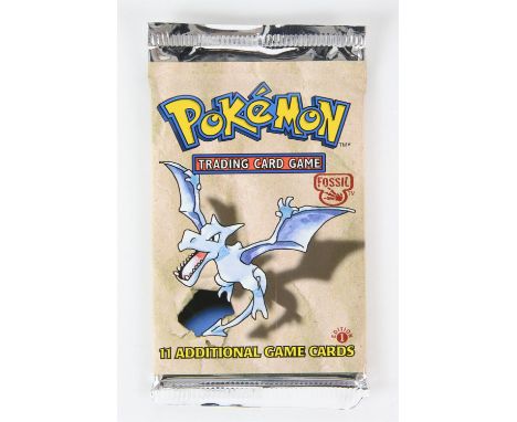 Pokemon TCG - 1st Edition Fossil Sealed Booster Pack (Aerodactyl Artwork). This lot contains one sealed 1st edition Fossil Bo