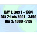 *** PLEASE NOTE: *DAY ONE - LOTS 1-1334* *DAY TWO - LOTS 2001-3490* *DAY THREE - LOTS