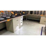 (2) MODULAR DESKS WITH FILE CABINET BASES