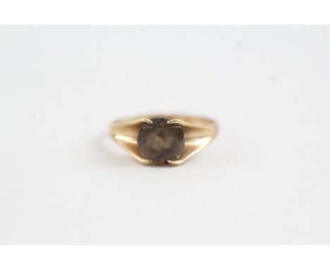 9ct gold vintage smokey quartz dress ring (2.3g)