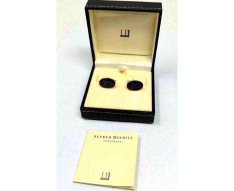 Boxed Alfred Dunhill silver & enamel cufflinks 