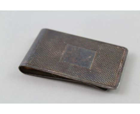 vintage .925 sterling silver engine turned gents wide money clip