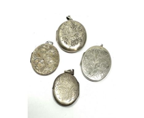 4 large vintage silver lockets weight 54g largest measures approx 5cm by 4cm