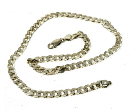 Vintage silver curb link chain weight 44g measures approx 50cm long