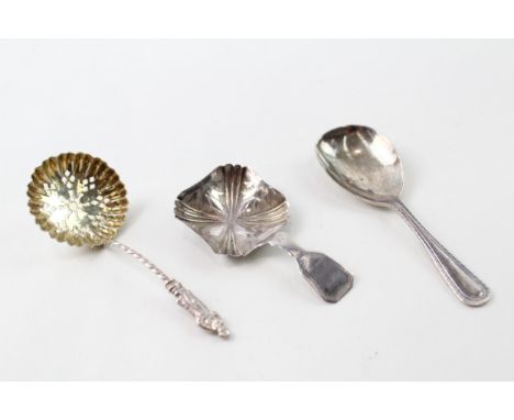 3 x .925 sterling silver spoons inc antique, victorian, georgian, caddy etc