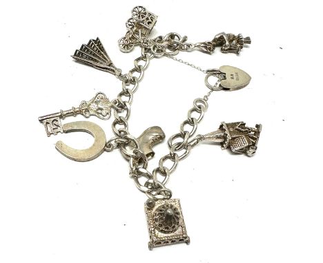 Vintage silver charm bracelet weight 39g