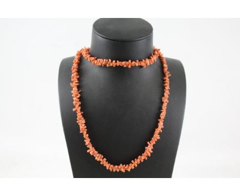 Vintage Flapper Length Branch Coral Necklace 86g