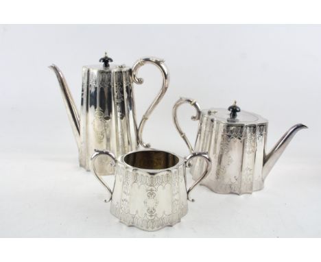 Vintage Silver Plate Three Piece Tea Service Victorian Style 'JB&amp;S' 2435g