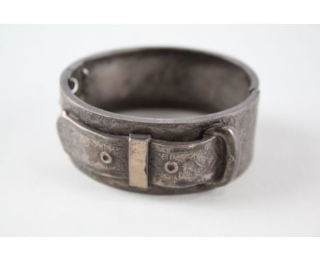 Victorian Sterling Silver Bangle w/ Buckle Design 29g