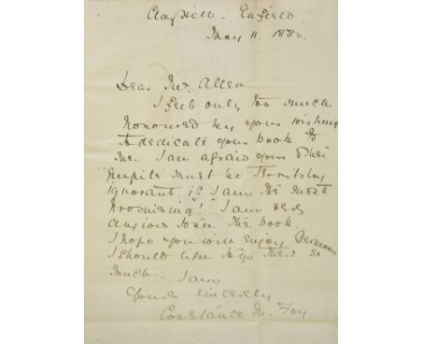*Heron-Allen (Edward &amp; Frith, Henry). A bound collection of letters relating to the authors' book Chiromancy, or the Scie