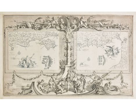 Sea charts. Pine (John), Untitled map [A chart shewing the several places of action betwen the English and Spanish fleets...,