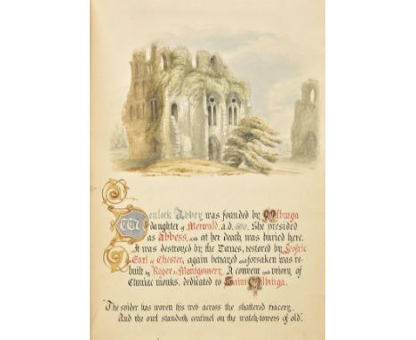 Shropshire. An illuminated manuscript volume 'Reliquia Monastica in agro Salopiensi Extantes', circa 1850, 12 paper leaves, i