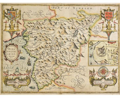 Merionethshire &amp; Montgomeryshire. Speed (John), Merionethshire described, published George Humble, [1627], hand coloured 