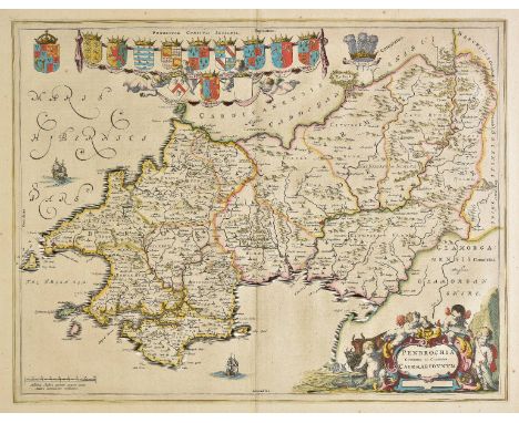 South Wales. Blaeu (Johannes), Penbrochia comitatus et comitatus Caermaridunum, Amsterdam, circa 1645, engraved map with cont