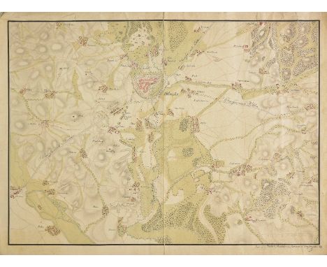 Czechoslavakia. Koderl (Josunn?), Manuscript map of the country surrounding the town of Olomouc, 1820, large watercolour and 