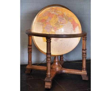 *Globe. A Replogle 32 inch library globe, circa 1970, very large floor globe, twelve photolithographic gores, calibrated bras