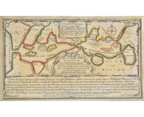 Allegorical map. Cooper (Mary), A map or chart of the road of love and harbour of marriage..., Aug. 15th 1747, engraved map w