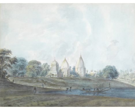 John Ritso (British, late 18th/early 19th century)A view of a temple on a riverside in India signed 'J.Ritso' (lower left), i