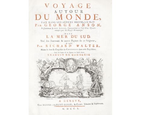 ANSON (GEORGE)Voyage autour du monde fait dans les années MDCCXL, I, III, IV... dans la Mer du Sud,  half-title, title printe