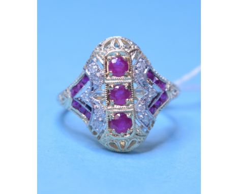 A 9ct gold, ruby and diamond ring, approx. ring size P½   Condition report  Modern