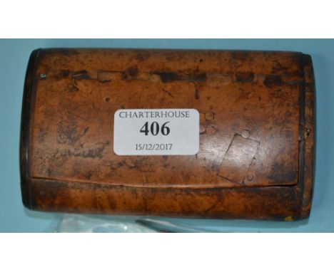 A large burr wood snuff box, 13 cm wide