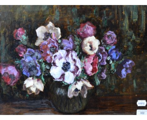 Elsie May Robson, Anemones, oil on board, signed, 38 x 49 cm   Condition report Elsie Robson is hung at the Ferrens art galle
