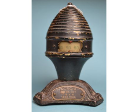 Masonic interest: a Thermo-Dial desktop thermometer, of beehive form, commemorating the 75th Anniversary of Acacia Lodge No 3