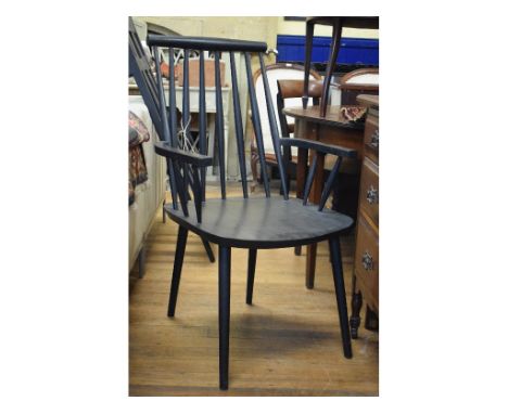 A pair of mid 20th century ebonised stick back armchairs, 56 cm wide (2)