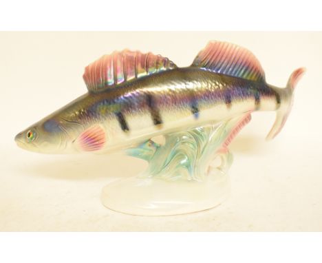 A Jema pottery fish, 359, 19.5 cm high, a Denby College pottery part dinner service, other tea and dinner wares, an oil lamp 