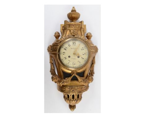 A cartel wall clock, the white enamel dial with Arabic numerals signed Rob Engstron Stockholm, in a gilt case, 66.5 cm high  