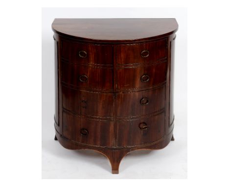 A 19th century D shape mahogany commode, in the manner of Gillows, 69 cm wide  See illustration