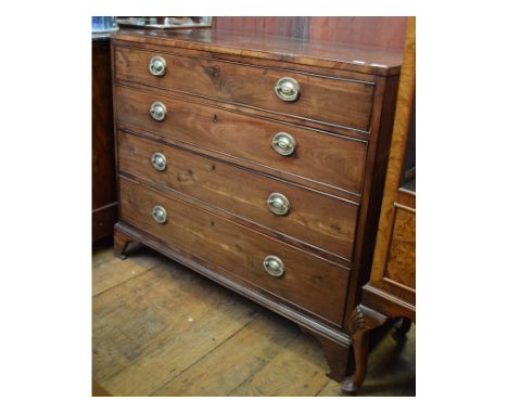 A 19th century mahogany chest, of four long drawers, on bracket feet, 108 cm wide 