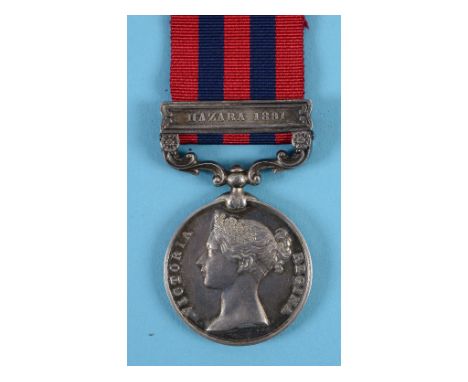 An India General Service Medal 1854, awarded to 62541 Gunr P Galvin No 1 M-N BY RA, with Hazara 1891 bar  See inside back cov