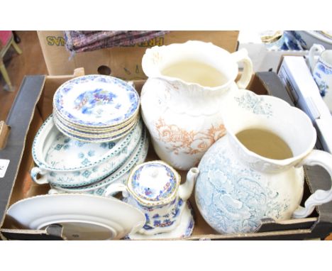 Assorted ceramics, a clock, a pair of chairs and other items (qty)