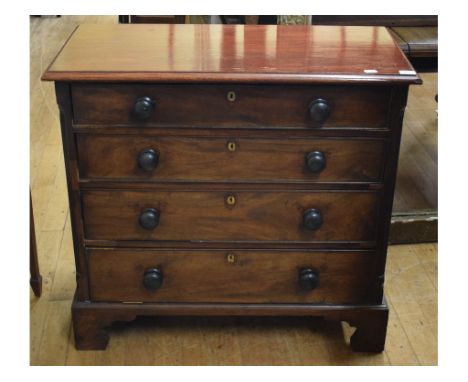 A chest, of four graduated long drawers, on bracket feet, 91 cm wide   Condition report  Report by RB19th century, top later,